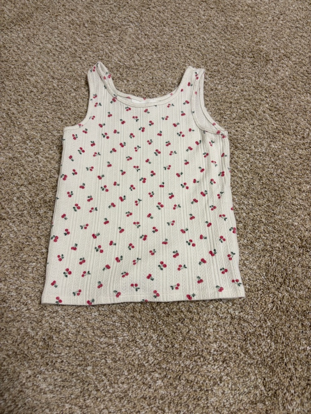 Market & Spruce Cream Ribbed Tank Top with Cherry Print